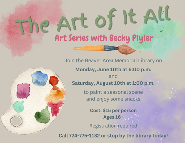 The Art of it All: Art Series with Becky Plyler.  Registration Required.