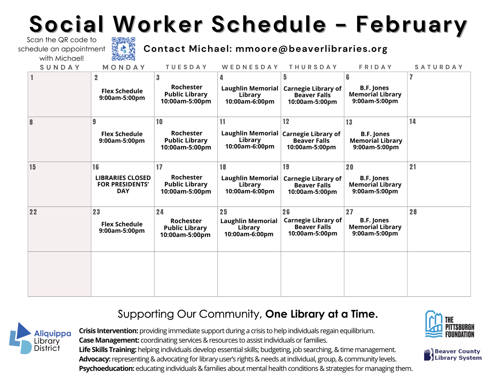 Social Worker Schedule - February 2026