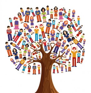 Social Worker at the library - image: Tree with people for leaves