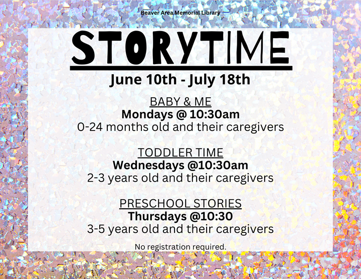 Summer Story time schedule
