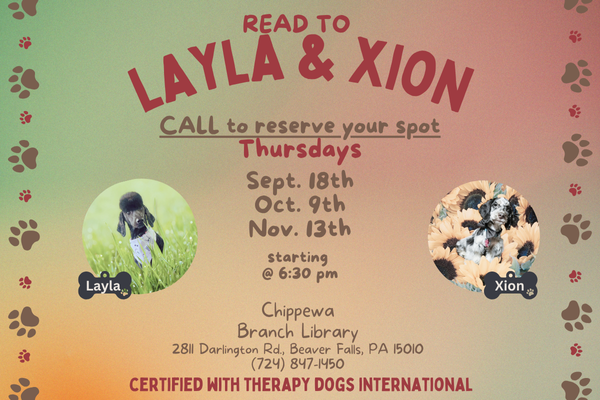 READ to Layla & Zion, Therapy Dogs